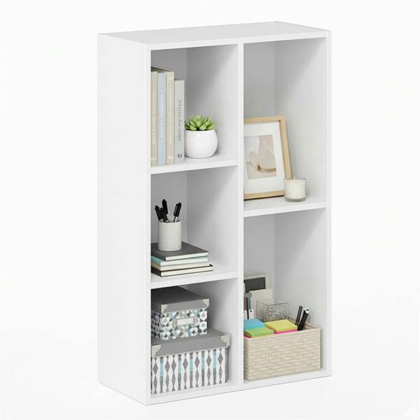 WALPLUS Modern 5-Cube Open Shelf, White for Bedroom - SKU 11069WH