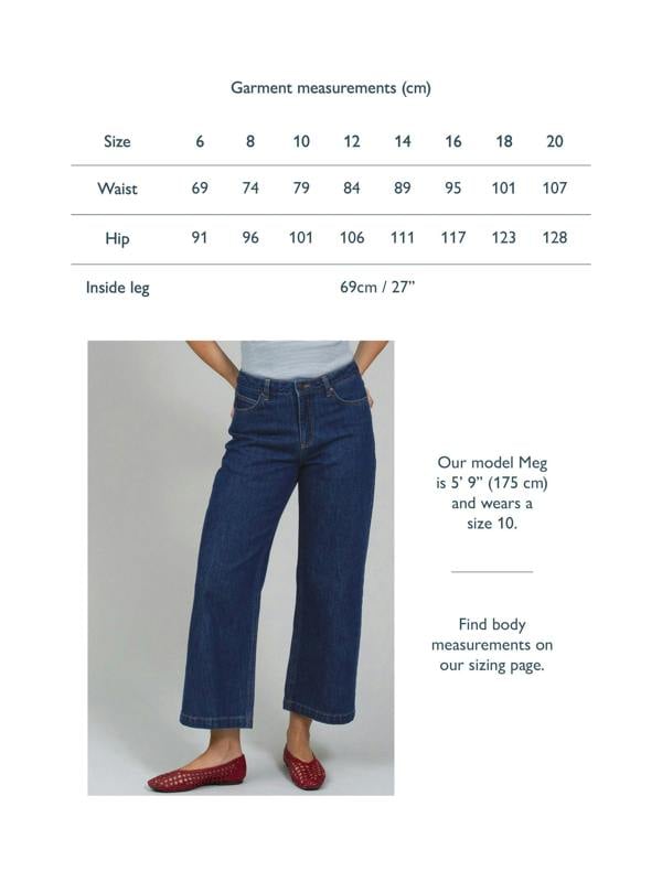 Kite Womens Organic Wareham Wide Leg Ankle Grazer Jeans Rinse Wash