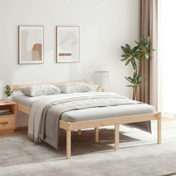 Berkfield Bed Frame 140x190 cm Solid Wood Pine