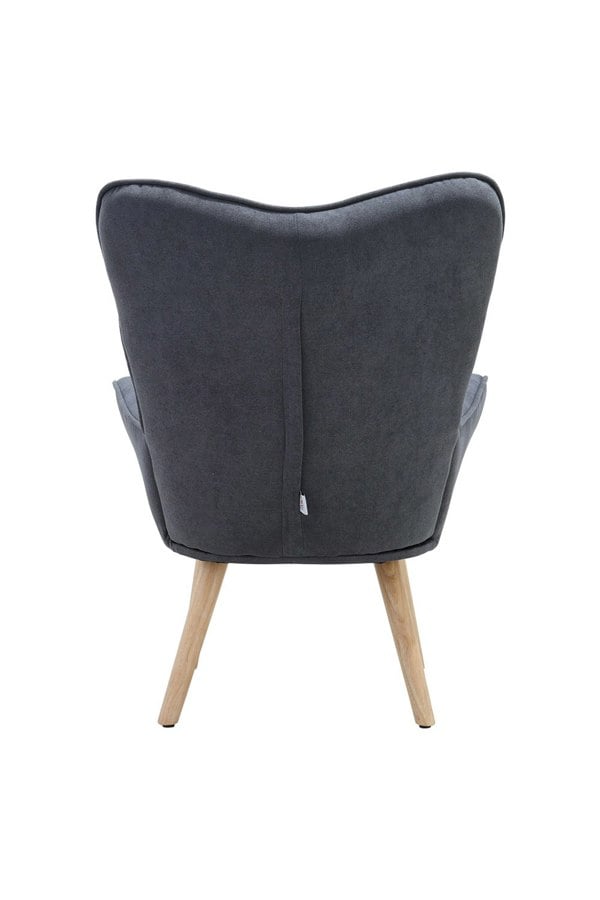 Living and Home Grey Tufted Button Linen Accent Chair with Wooden Legs