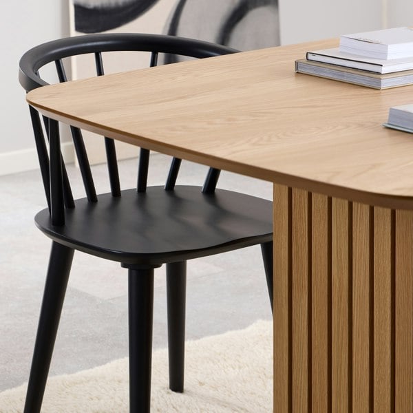 Furniture To Go Christo Dining Table in Oak Included 6 Ida Dining Chairs in Black