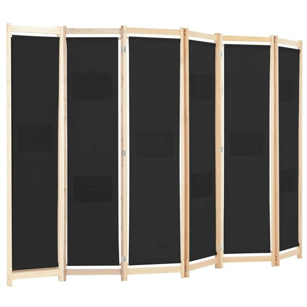 Berkfield 6-Panel Room Divider Black 240x170x4 cm Fabric
