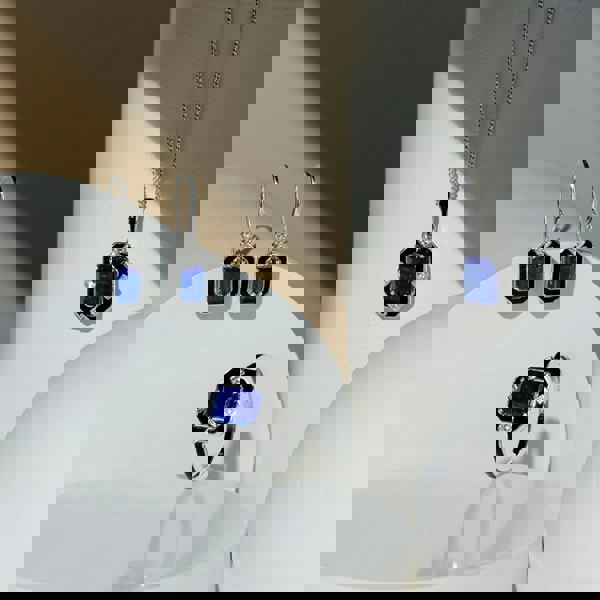 Gemondo Grand Deco Black Enamel, Lapis Lazuli & Topaz Pendant Necklace in Sterling Silver