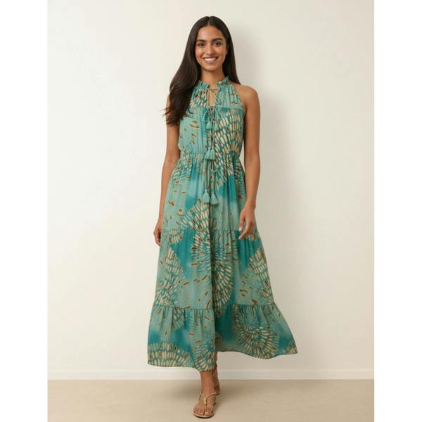 Blue Vanilla Diamante Tiered Tie Front Dress