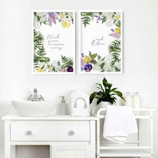 Framed bathroom prints | set of 2 wall art prints