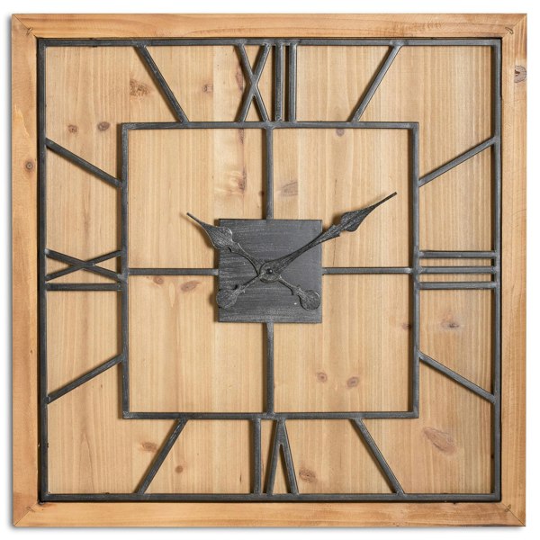 Hill Interiors Williston Square Wall Clock - Brown/Black