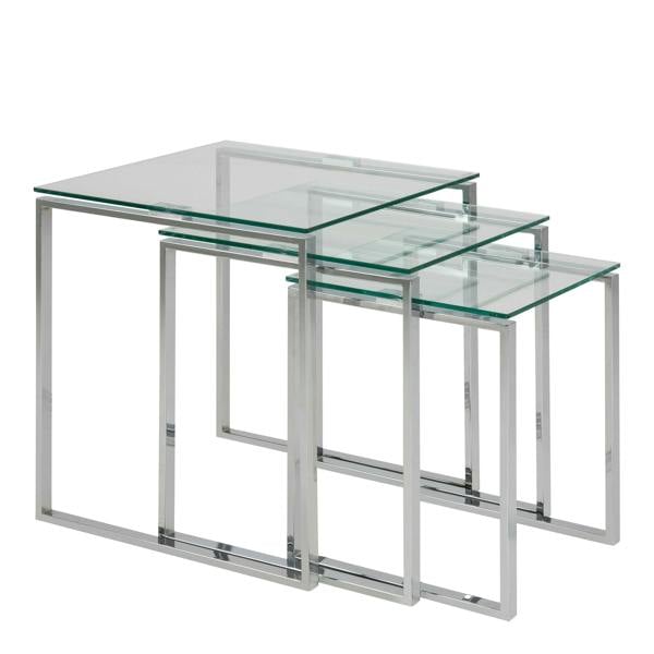 Wyld Haus Set of 3 Frederikssund Glass Top Nesting Coffee Tables