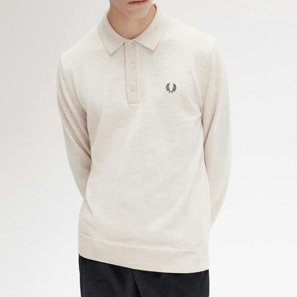 Fred Perry Knitted Merino Long Sleeve Polo Shirt