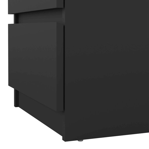 Wyld Haus Budapest Matt Black Wooden Bedside Table 3 Drawers
