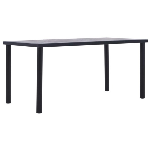 Berkfield Dining Table Black and Concrete Grey 160x80x75 cm MDF