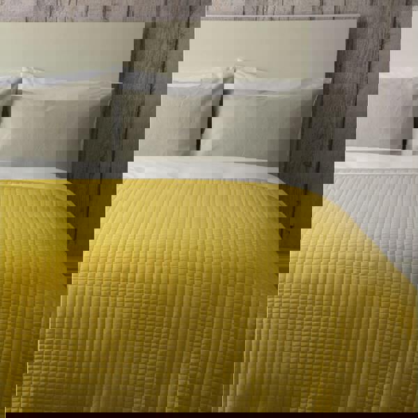 Belledorm Crompton Quilted Throw - Saffron Yellow - 