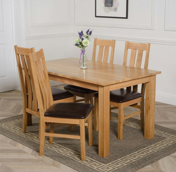 That's Furniture Oslo 150 x 90cm Medium Oak Dining Set with Princeton Oak Chairs