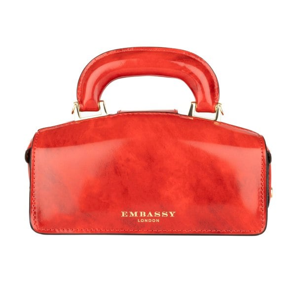 Embassy London Gazelle Mini - Red - Mini red leather bag in gold tone hardware with LED light