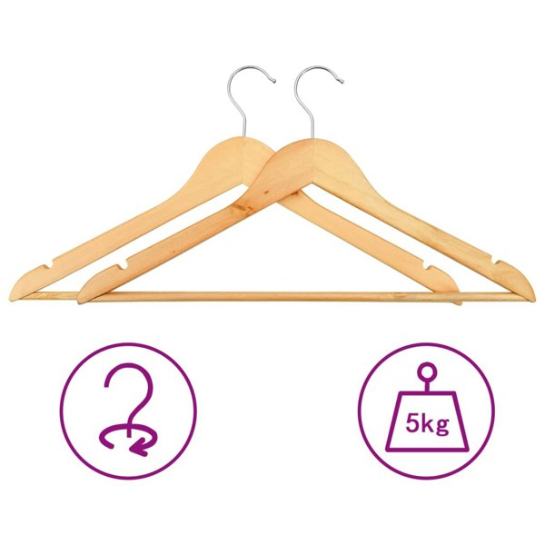 Berkfield 50 pcs Clothes Hanger Set Non-slip Hardwood