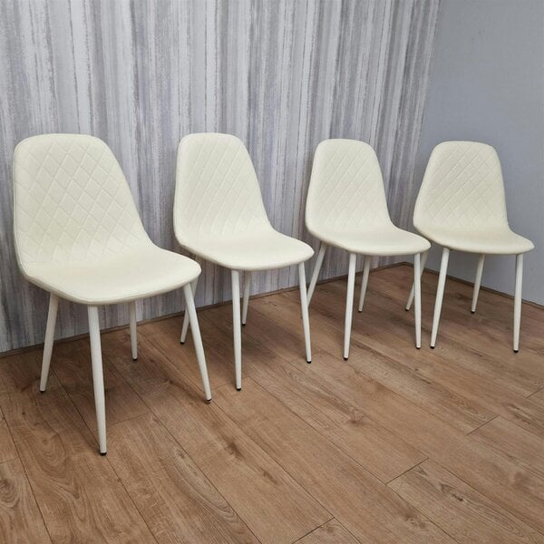Kosy Koala Dining Chairs Set of 4 Cream Faux Leather Kitchen Chairs Dining Room Furniture