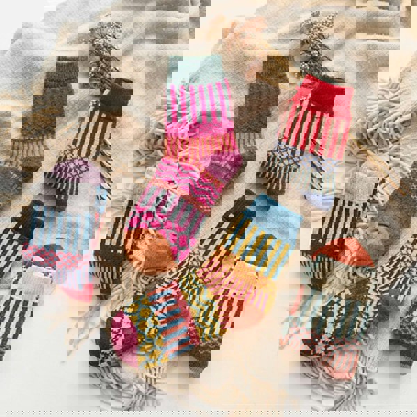 Anysox 5 Pairs Size 5-9 Fashion Socks Colorful Wind-Flowers Cotton Winter Thick Warm Wool Casual for Women Dark Blue