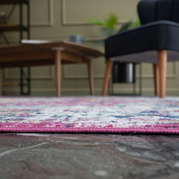 Living Room Rug Vintage Bordered in Multicolour
