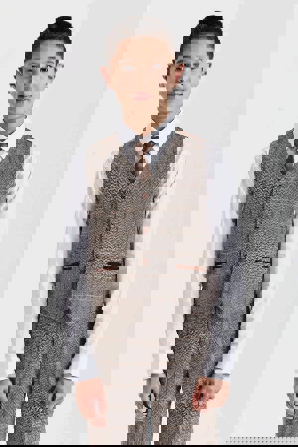 Paul Andrew Harris - Boys Brown 3 Piece Wool Blend Tweed Suit