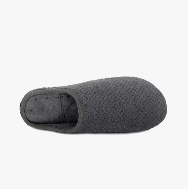 Totes Isotoner SWEPT BACK POPCORN MULE Mens Mule Slippers Grey