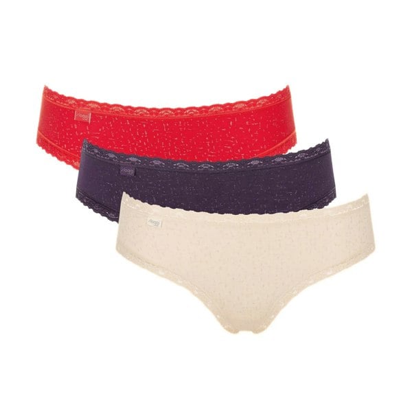Sloggi 24/7 3-Pack Cotton Hipster Briefs, Cream/Purple/Red
