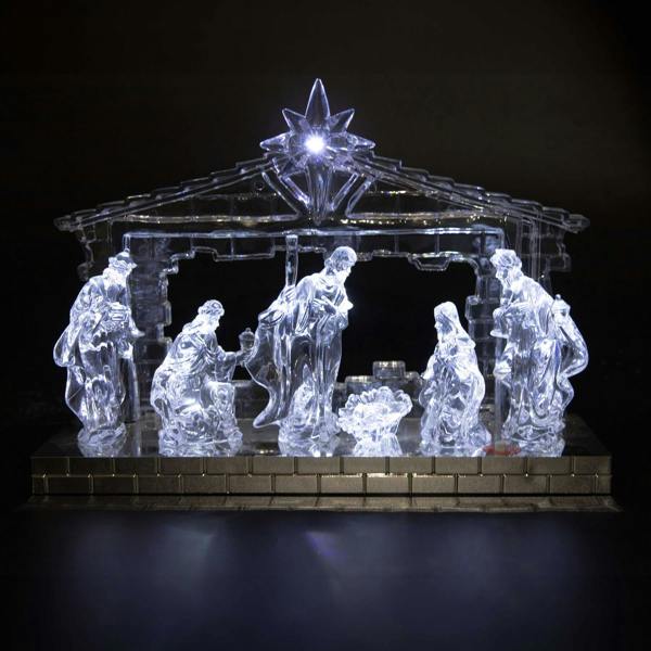 5cm Acrylic Light Up Nativity Scene with LED Auto Changing Lights and Festive Carol Music image 4