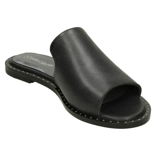 Leather Collection Ladies Leather Collection Flat Slipper Cut Mules F00202