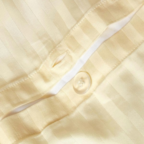 HOMESCAPES Silky 330 TC Egyptian Cotton Satin Stripe Duvet Cover Set, European Size