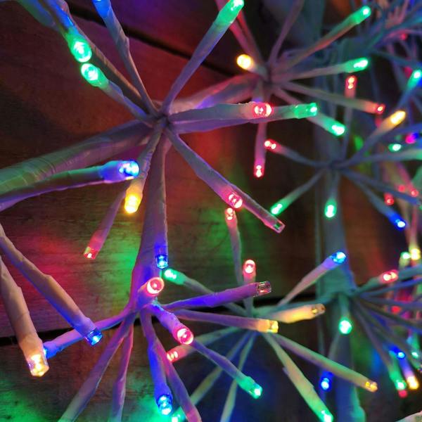 Shatchi 64cm Starburst Snowflake Silhouette with 300 Multicolour Twinkling Micro LED Lights