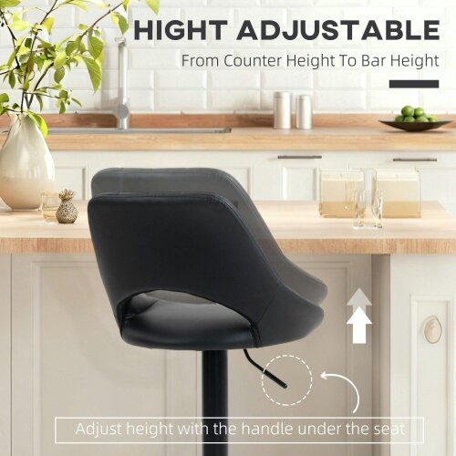 Wyld Haus Nadi Set Of 2 Black Faux Leather Bar Chairs With Padded Seats