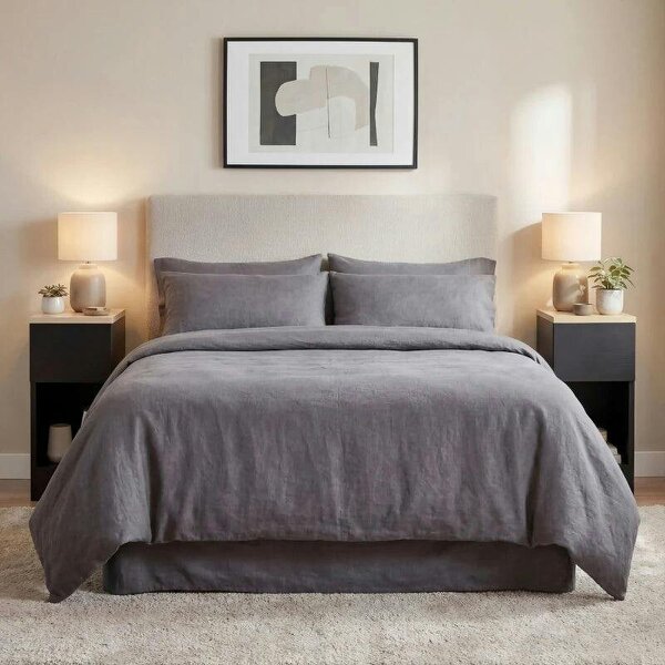 Set of Two Modern Storage Bedside Tables - Black