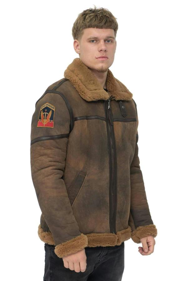 Infinity Leather Mens Antique B3 Sheepskin Flying Jacket-Alameda