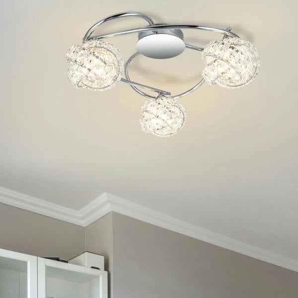 COSYLYTE Mirri 3 Light Glass Beaded Shade Ceiling Light - Chrome
