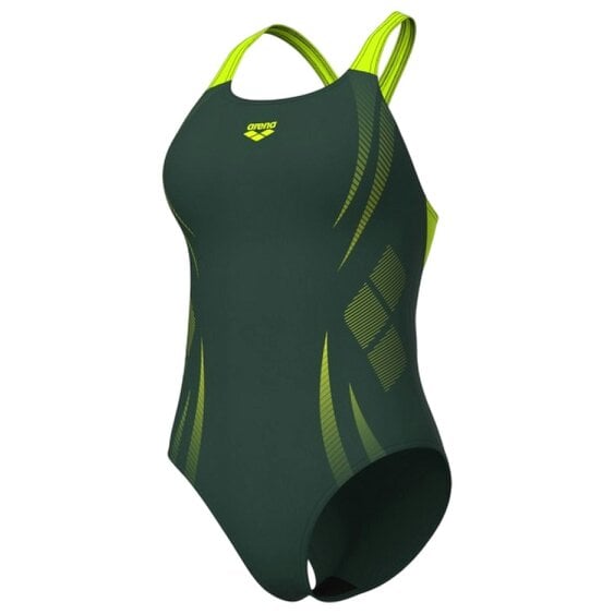 Arena Womens Poseidnia Geometric One Piece Swimsuit - Sage/Lime