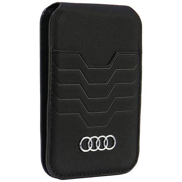 Audi Leather Wallet Card MagSafe Magnetic with Stand Black - AU-MSCH-GT-D3-BK