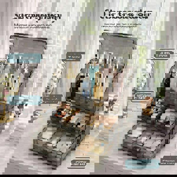 ilus Makeup Storage Organiser Acrylic Cosmetics Organizer Transparent Black