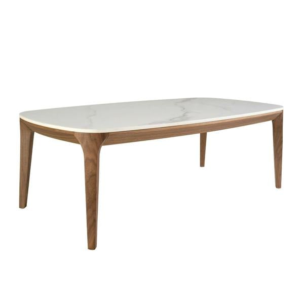 Angel Cerdá Oval Porcelain Marble and Walnut Oval Table 2132