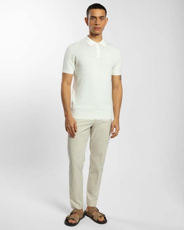 Steel & Jelly Waffle Textured Knitted Polo Shirt