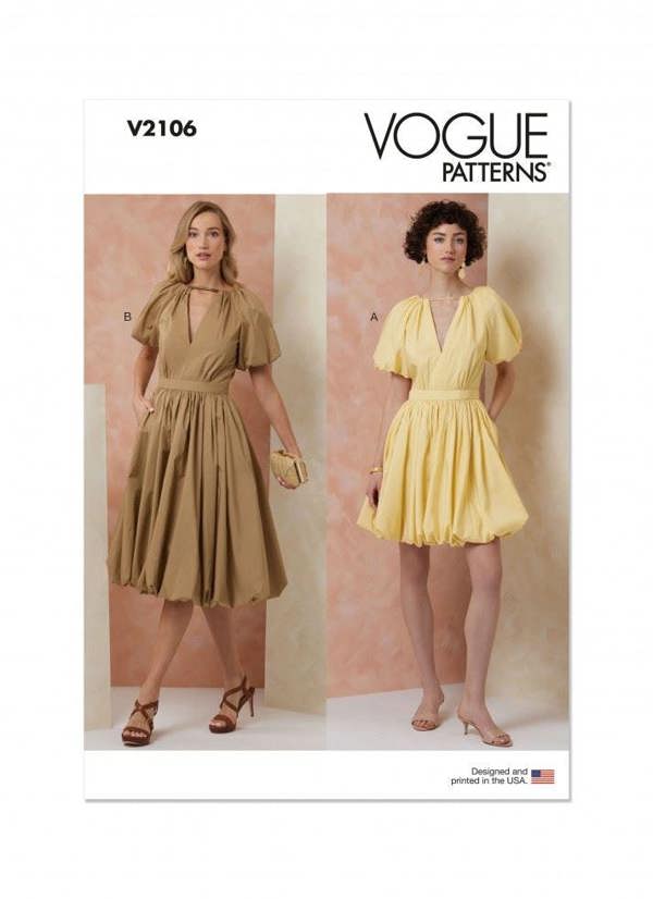 Vogue Sewing Pattern 2106, Dresses for Women, H5 (6-8-10-12-14) - Intermediate