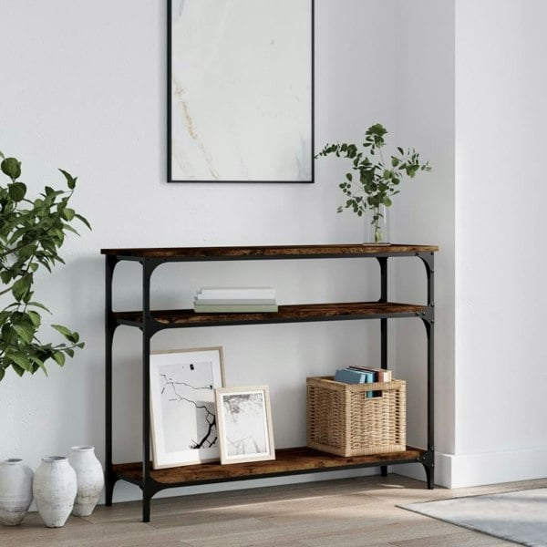 Berkfield Console Table Smoked Oak 100x29x75 cm Engineered Wood