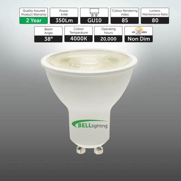 BELL Lighting GU10 LED Spotlight 4.4W Energy Saving Light Bulbs