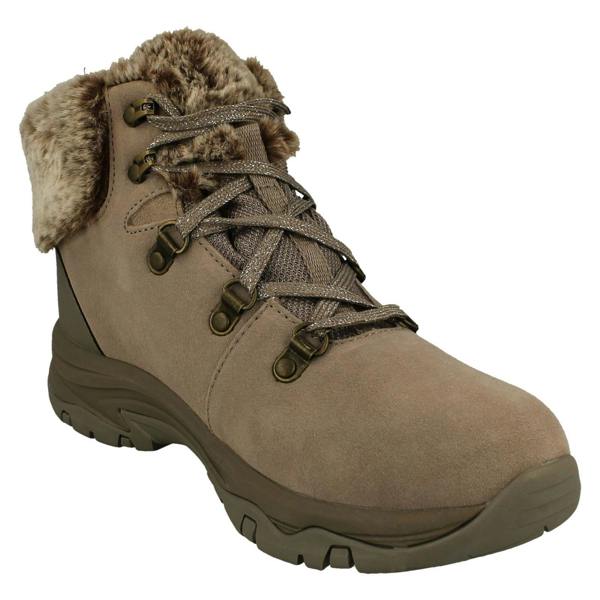 Skechers Ladies Skechers Faux Fur Cuffed Waterproof Ankle Boots Falls Finest 167178
