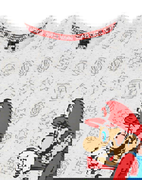 Nintendo Super Mario Boys Grey Multi Character Graphic & All-Over Print Mix Short Sleeved T-Shirt