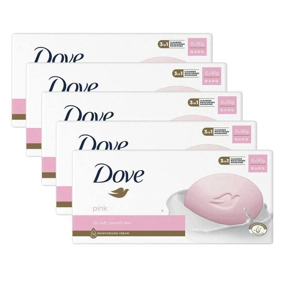 Dove Pink Moisturising Beauty Cream Bar for Soft & Smooth Skin 6 x 90g, 5 Pack