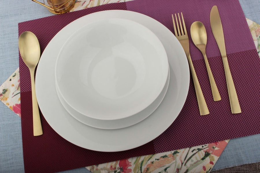 12 Piece Dinner Set Plate Bowl White Porcelain