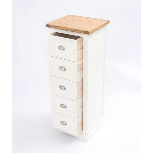 Cabinet Bits Cosenza 5 Drawer Narrow Chest of Drawers Chrome Cup Handle