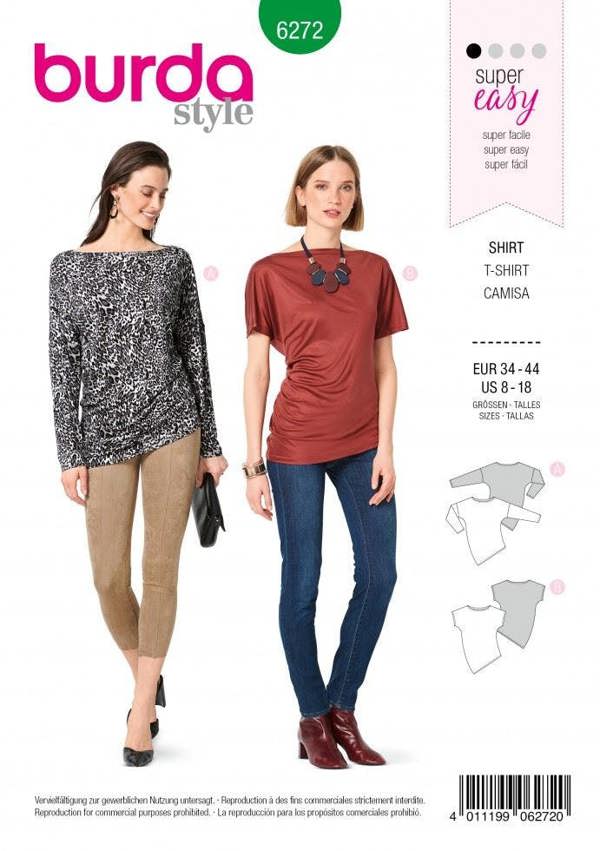 Burda Sewing Pattern 6272 Tops For Women, 34 to 44 - Easy