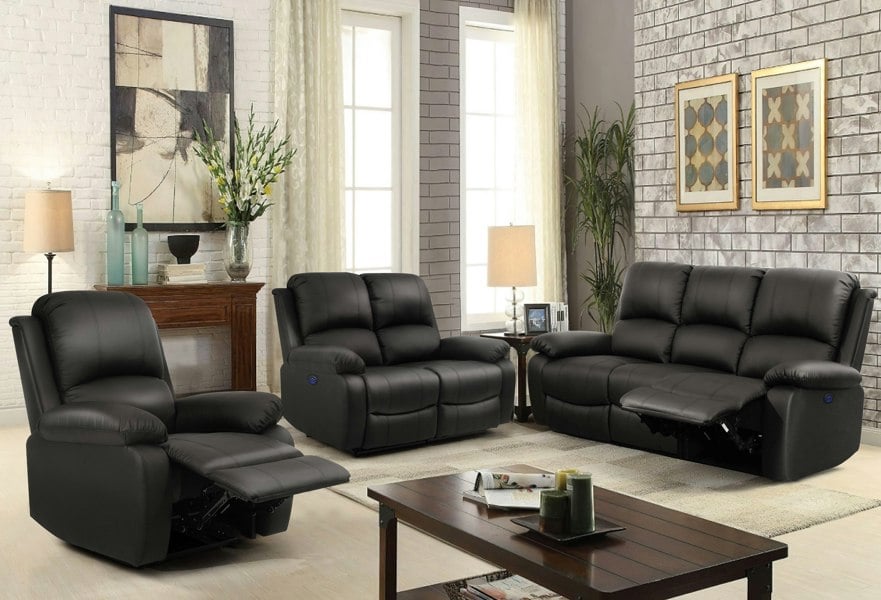 Comfy Living PU Leather Electric Reclining Sofa set