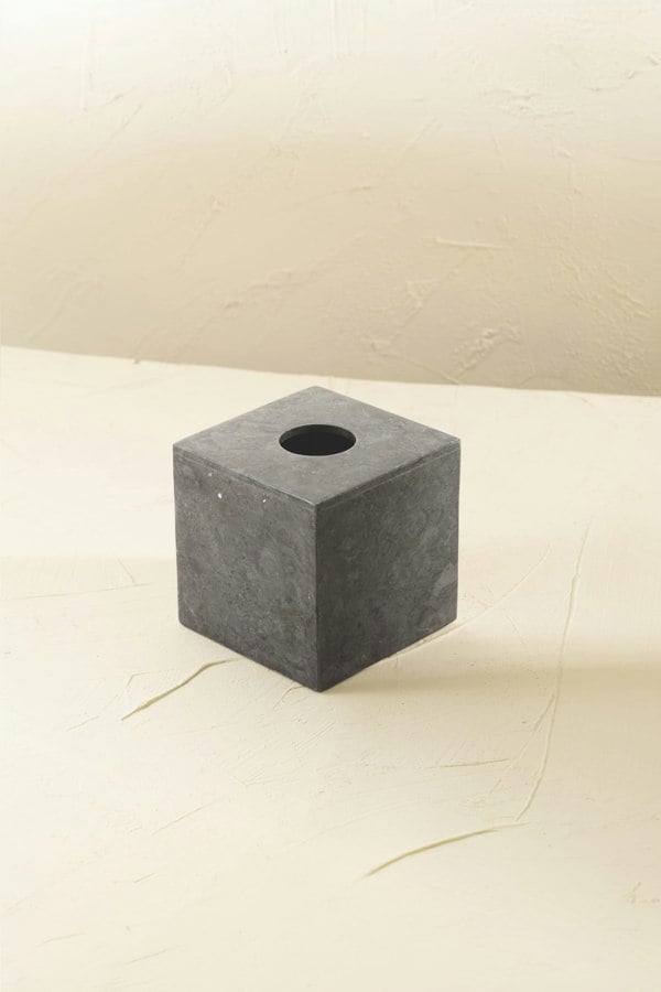 Black marble square tissue holder lifestyle genuine stone bathroom