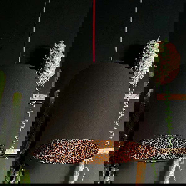 Leopard Print Silhouette Lampshade in Jet Black Cotton