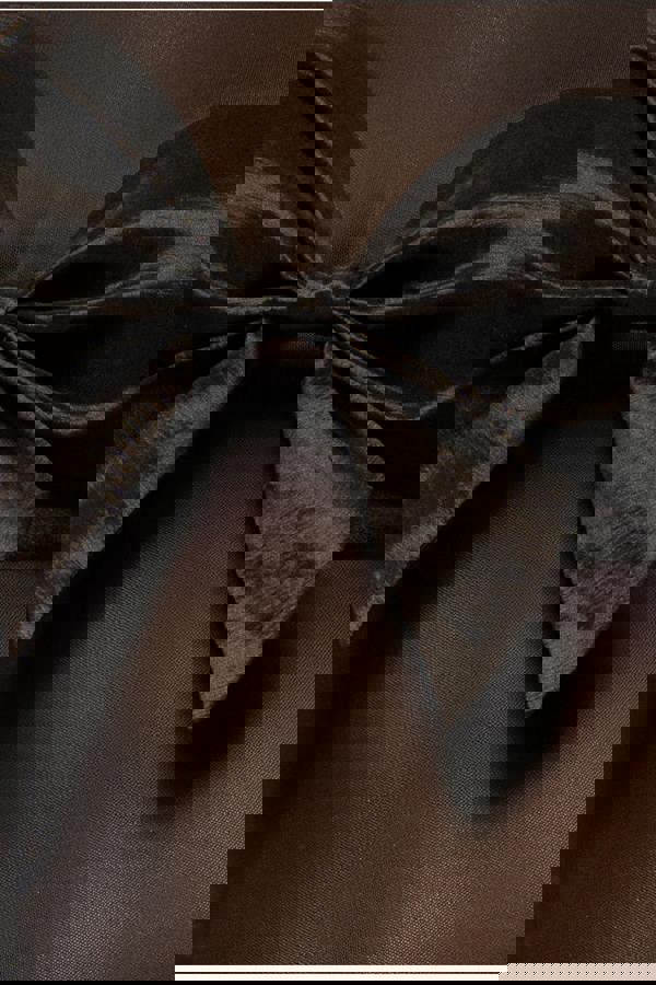 Long Sleeve Mesh Sleeveless Taffeta Bow Top - Black T266